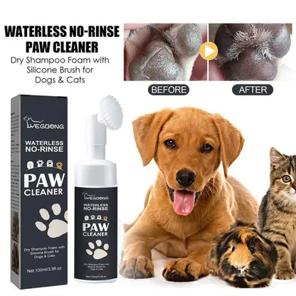 100ML Paw Cleaner Foam for Dogs and Cats - Waterless Pet Shampoo with Brush for Deep Cleaning Paws