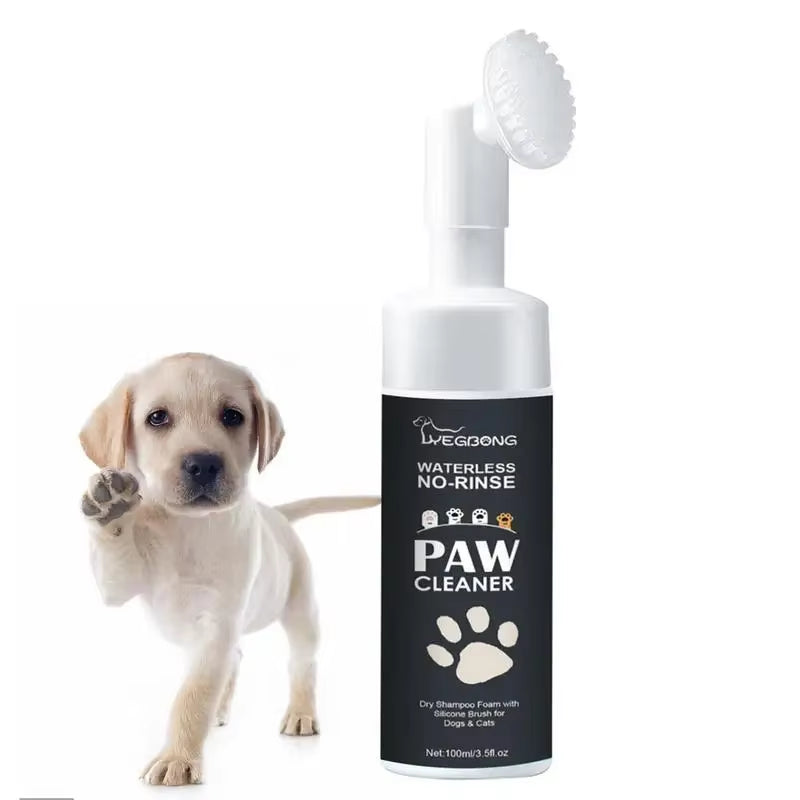 100ML Paw Cleaner Foam for Dogs and Cats - Waterless Pet Shampoo with Brush for Deep Cleaning Paws